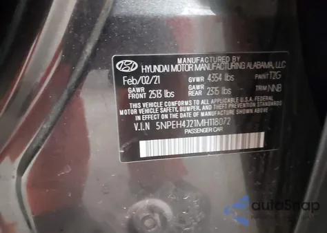 2021 Hyundai Sonata Limited from USA, damaged, VIN 5NPEH4J21MH118072